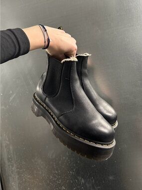 Dr. Martens Black Leather Chelsea Platform Ankle Boots